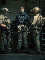 Black hoodie from The Trace featuring Group Therapy design with four targets marked by tight bullet hole groupings