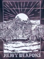 Flag featuring design of a heavy weapons platoon with two vehicles and a mounted .50 caliber gun