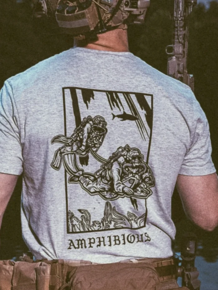 the trace apparel collection featuring two military reconnaissance divers swimming underwater