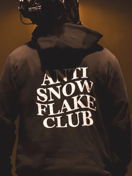 the trace apparel collection featuring a text saying anti snow flake club