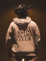 the trace apparel collection featuring a text saying anti snow flake club