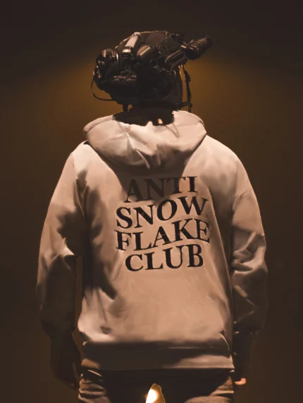 the trace apparel collection featuring a text saying anti snow flake club