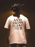 the trace apparel collection featuring a text saying anti snow flake club
