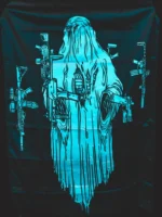 the trace halloween collection featuring a ghost with hovering weapons around him