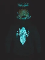 the trace halloween collection featuring a ghost with hovering weapons around him