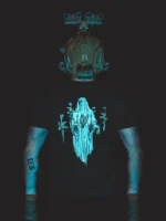 the trace halloween collection featuring a ghost with hovering weapons around him