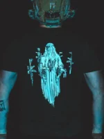 the trace halloween collection featuring a ghost with hovering weapons around him