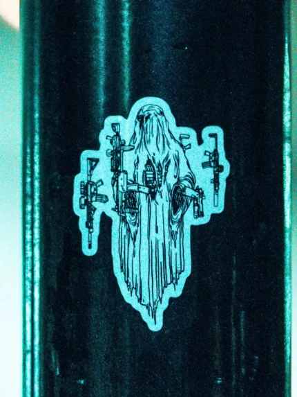 the trace halloween collection featuring a ghost with hovering weapons around him