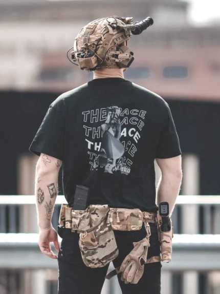 the trace apparel collection featuring one of their cool designs showcasing a woman with military helmet