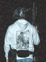 the trace apparel collection featuring a design with a military operator standing next to a snowman with a text saying anti snow flake club