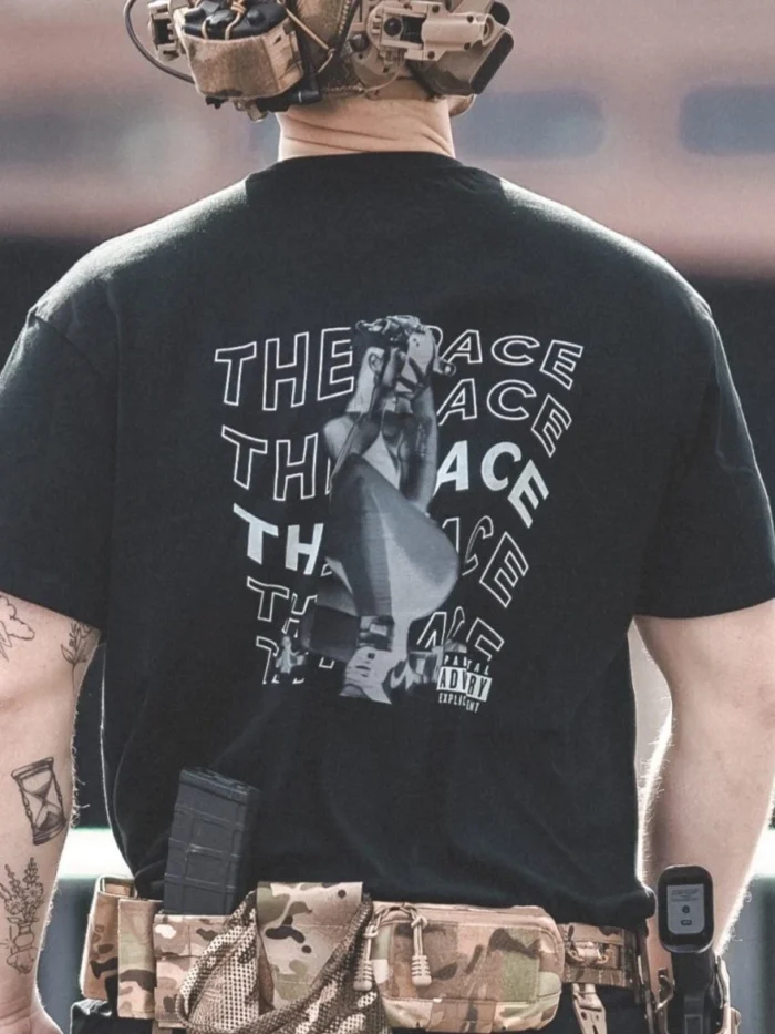 the trace apparel collection featuring one of their cool designs showcasing a woman with military helmet