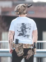 the trace apparel collection featuring one of their cool designs showcasing a woman with military helmet