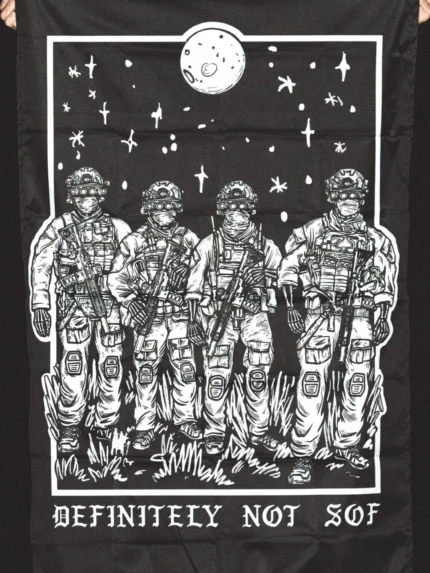 flag from The Trace featuring a special operations force with a text saying definitely not sof