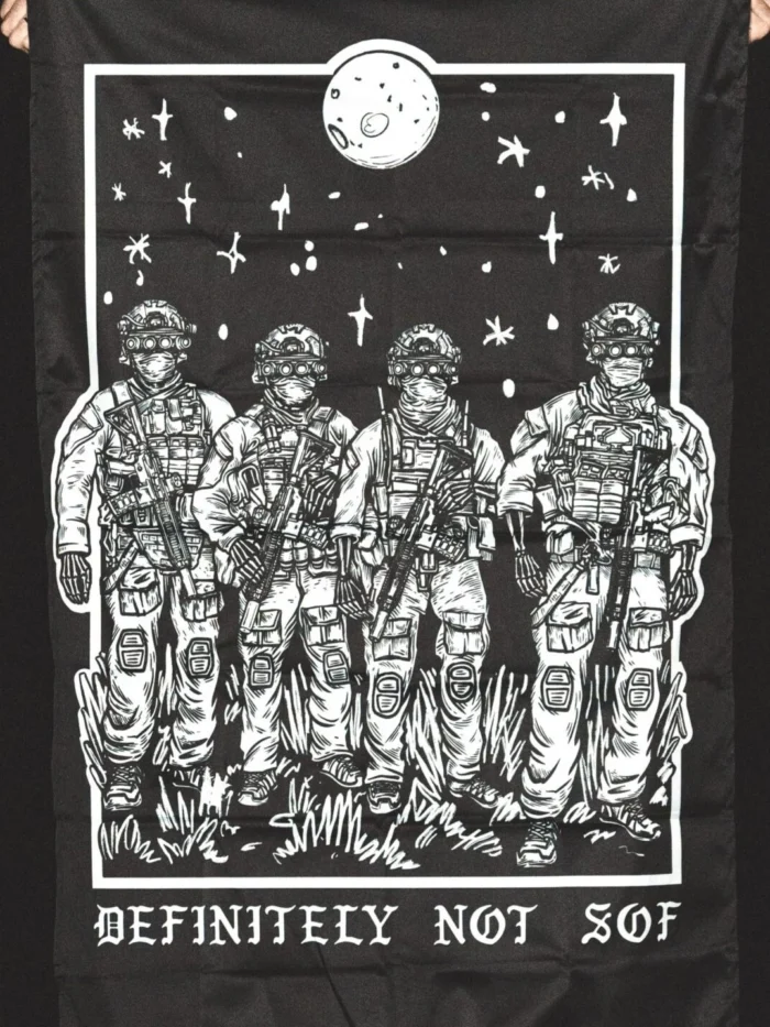 flag from The Trace featuring a special operations force with a text saying definitely not sof