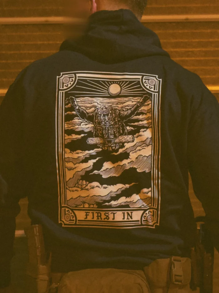 the trace apparel collection featuring a military free fall guy in mid air