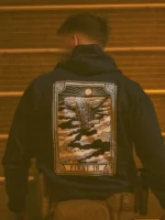 the trace apparel collection featuring a military free fall guy in mid air