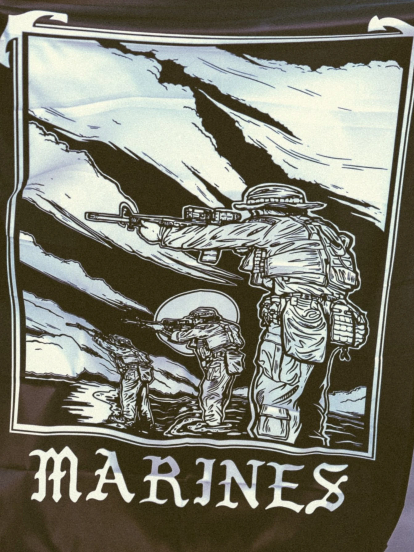the trace apparel collection featuring marines standing partly in the water