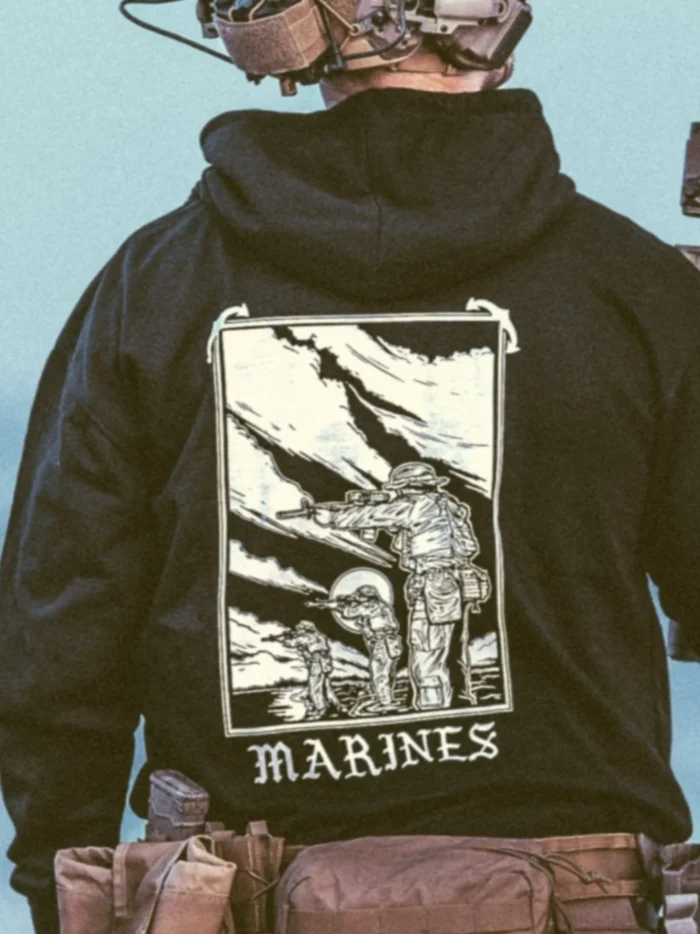the trace apparel collection featuring marines standing partly in the water