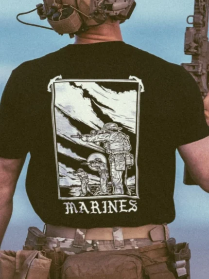 the trace apparel collection featuring marines standing partly in the water