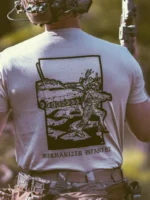 the trace apparel collection featuring guys fighting alongside a military cv90 vehicle