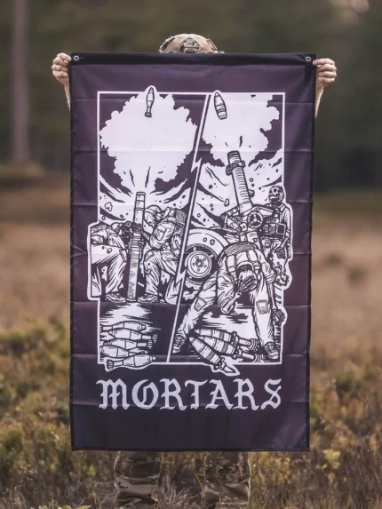 the trace apparel collection featuring guys firing a 81mm mortar and a 120mm mortar