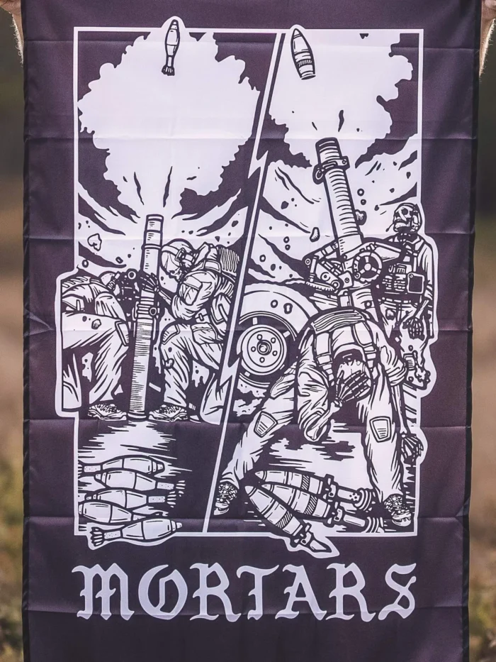 the trace apparel collection featuring guys firing a 81mm mortar and a 120mm mortar