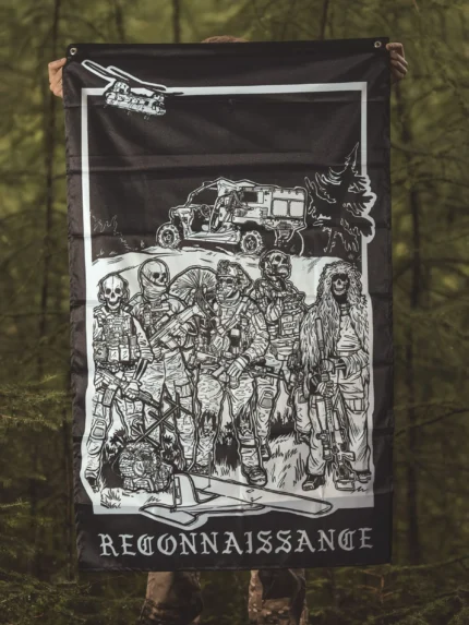 the trace apparel collection featuring a military reconnaissance group standing next to their equipment