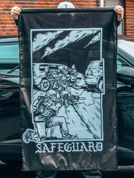 the trace apparel collection featuring a group of operators protecting a vip