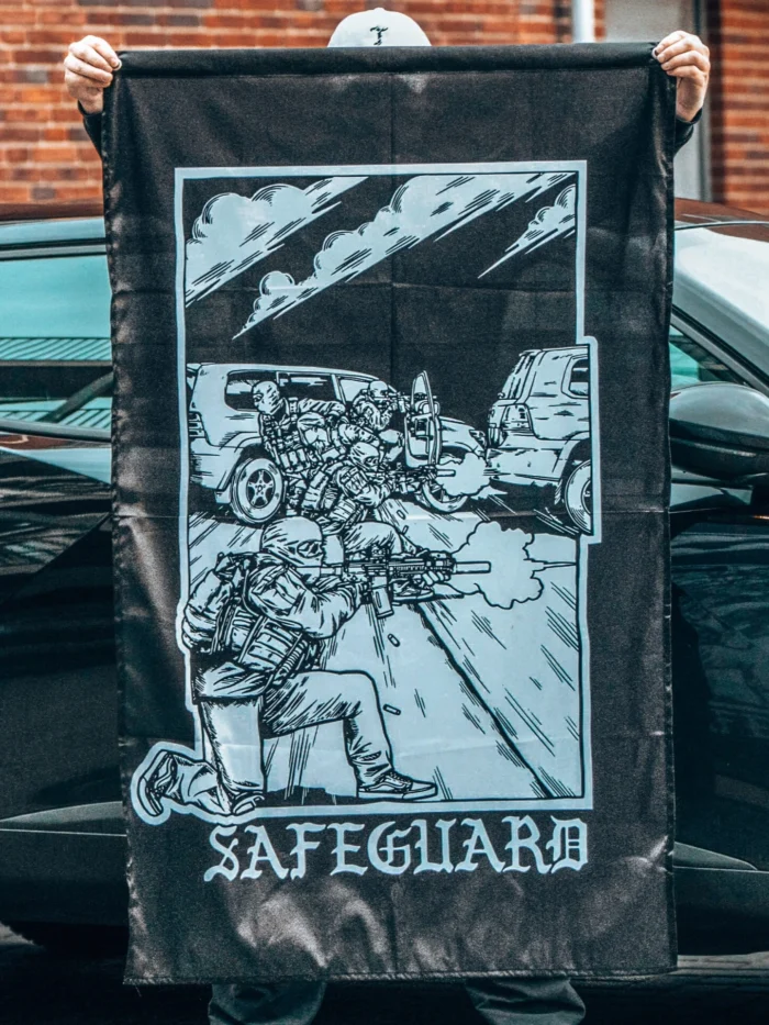 the trace apparel collection featuring a group of operators protecting a vip