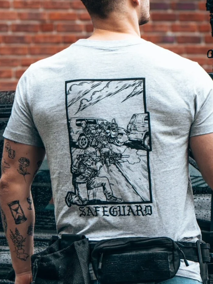 the trace apparel collection featuring a group of operators protecting a vip