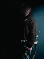 the trace mockup clothing featuring their T logo on the chest and a weapon on the hand