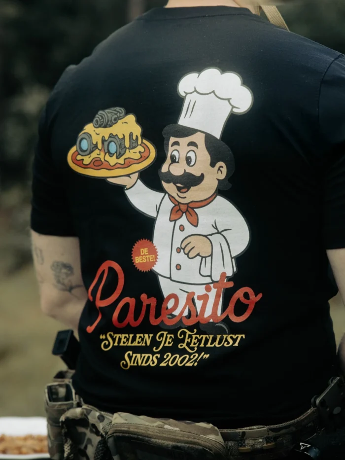 the trace tshirt featuring a design with military food